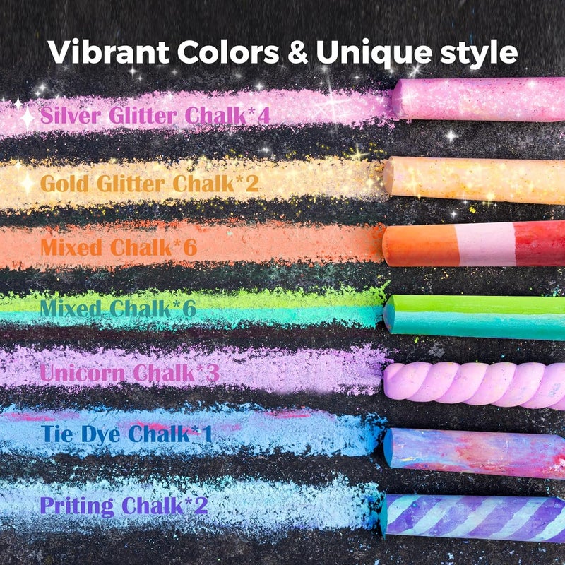 JARMELO 38 PCS Sidewalk Chalk for Kids- Colored Sidewalk Chalk with Holder,Jumbo Washable & Non-Toxic Chalks-Outdoor Play and Chalkboard Art for Kids and Toddlers Gifts - Image 4
